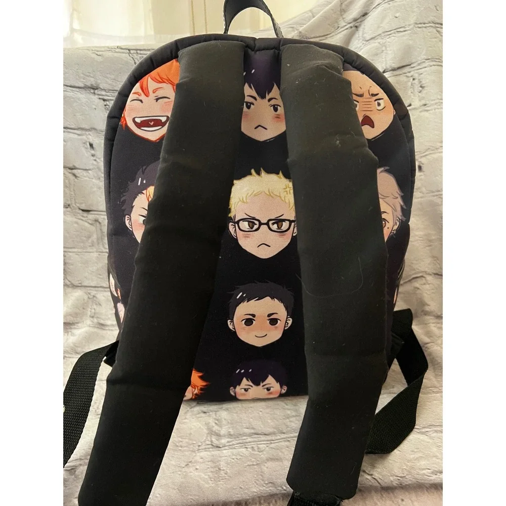 Haikyuu Anime Chibi Characters Black Backpack Hinata Kageyama School Bag